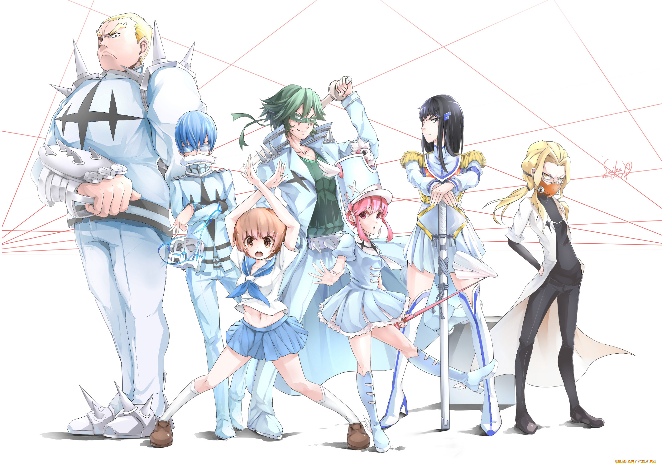 , kill la kill, kill, la, kiryuuin, satsuki, mankanshoku, mako, sanageyama, uzu, jakuzure, nonon, inumuta, houka, gamagoori, ira, iori, shirou, suikaxd